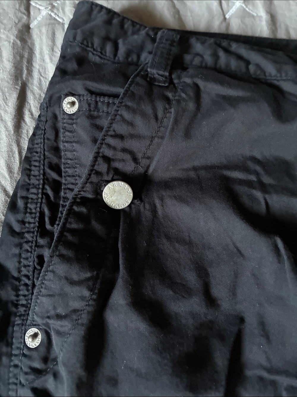 Armani Exchange Black Cargo Capris with Zipper Pocket - Picture 2 of 5